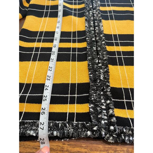 J.S.S Womans Knit Wear Jacket Sz S Yellow and black with fringe trim wool blend - Picture 13 of 13